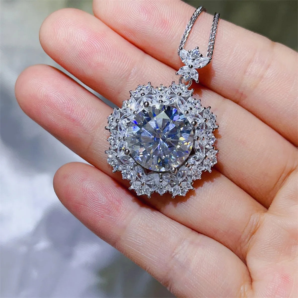 10 Carat Moissanite 925 Sterling Silver Necklace - Roe Creation
