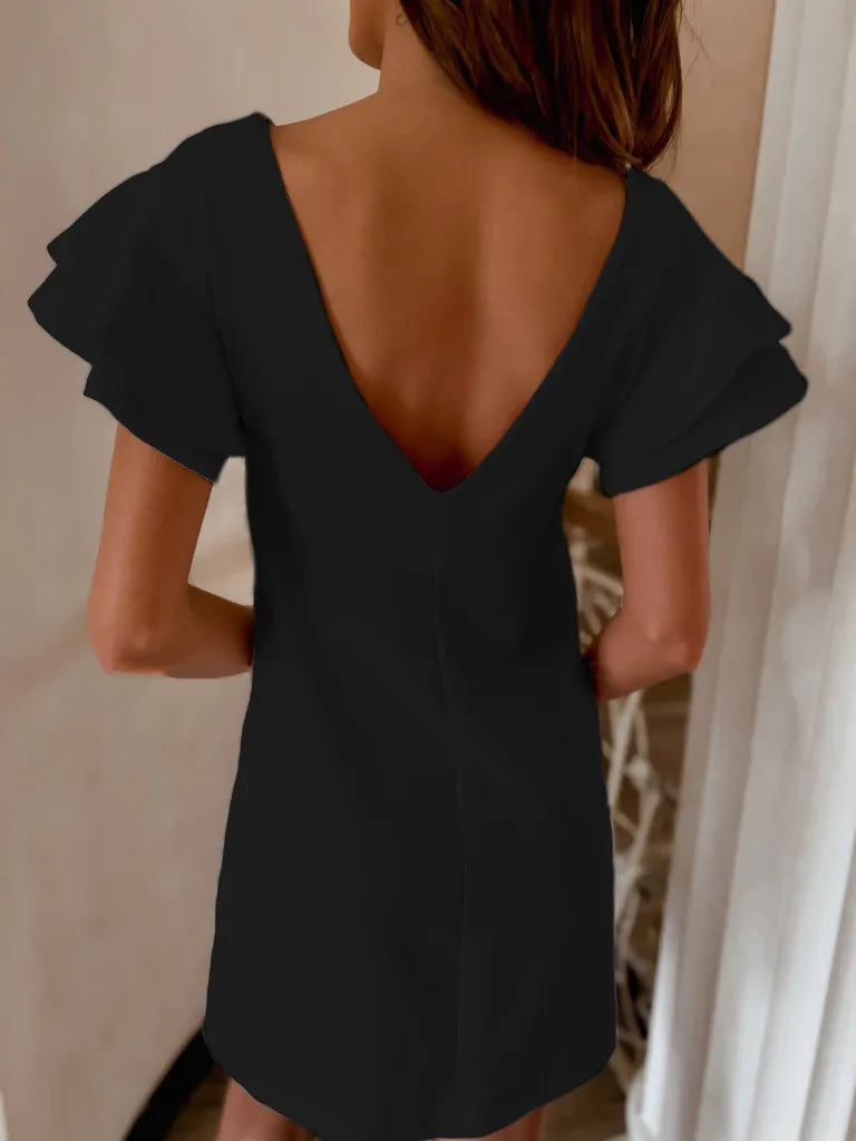 Ruffled Layered Short Sleeve Mini Dress - Roe Creation