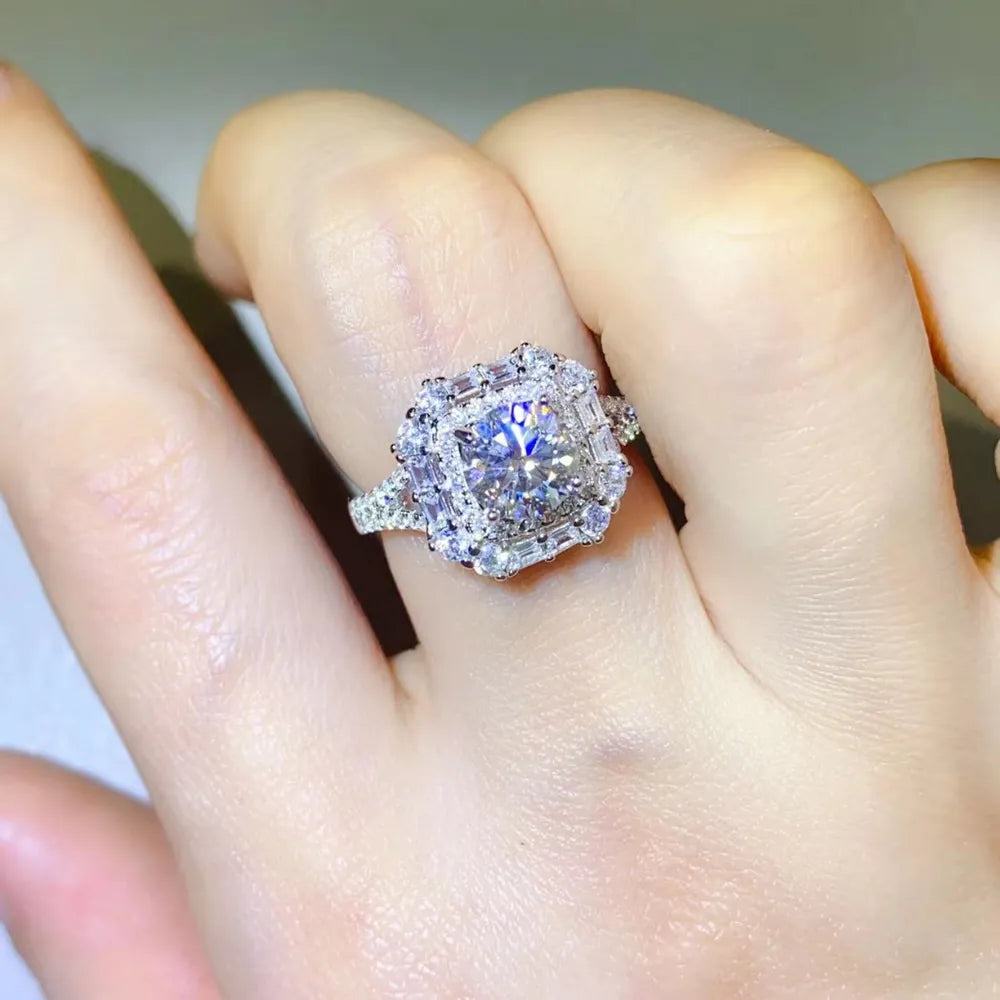 1 Carat Moissanite 925 Sterling Silver Ring - Roe Creation