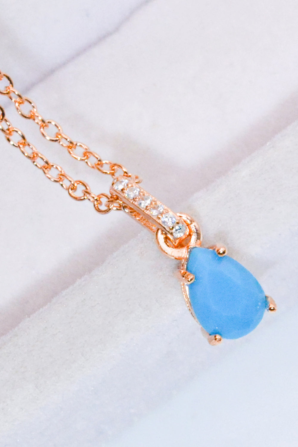Teardrop Turquoise 4-Prong Pendant Necklace - Roe Creation