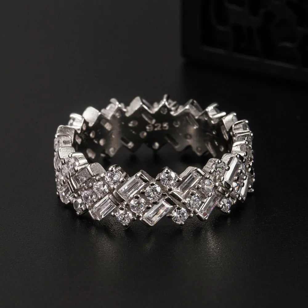 Inlaid Zircon 925 Sterling Silver Ring - Roe Creation