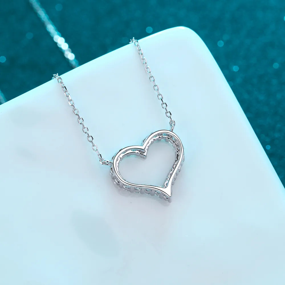 Moissanite 925 Sterling Silver Heart Shape Necklace - Roe Creation