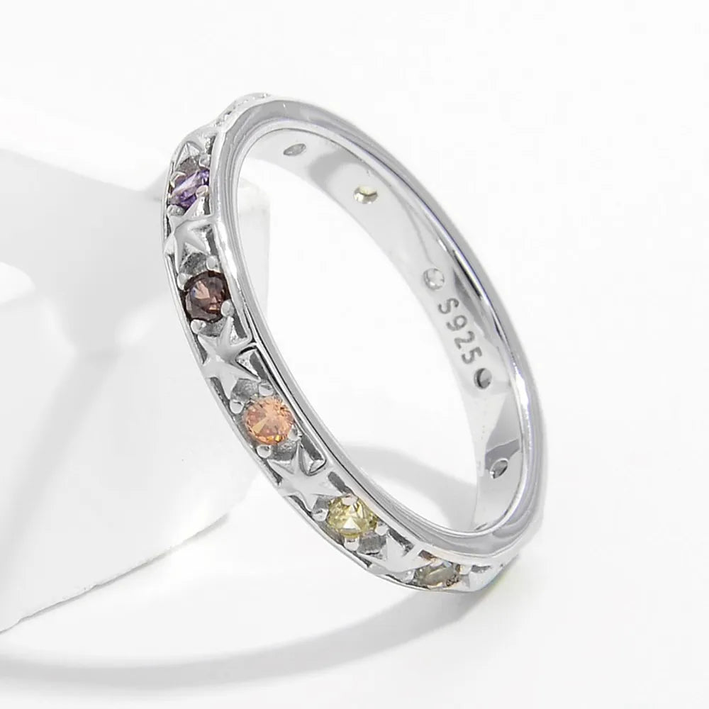 925 Sterling Silver Inlaid Zircon Ring - Roe Creation