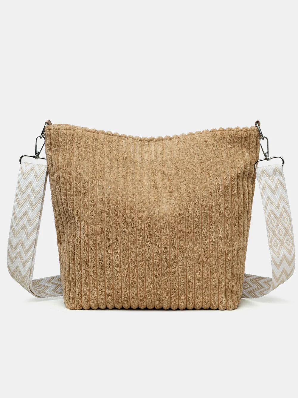 Solid Colour Corduroy Crossbody Bag with Removable Strap - Roe Creation