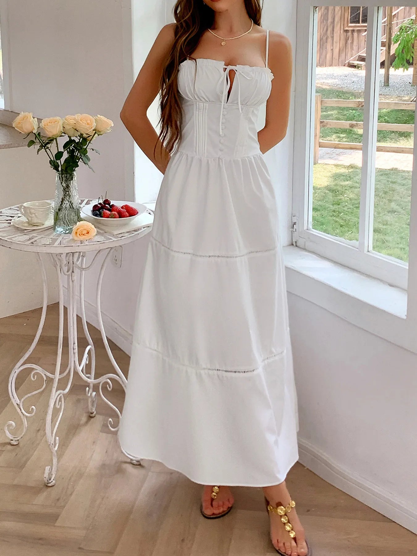 Smocked Back Tie Front Cami Dress - Roe Creation
