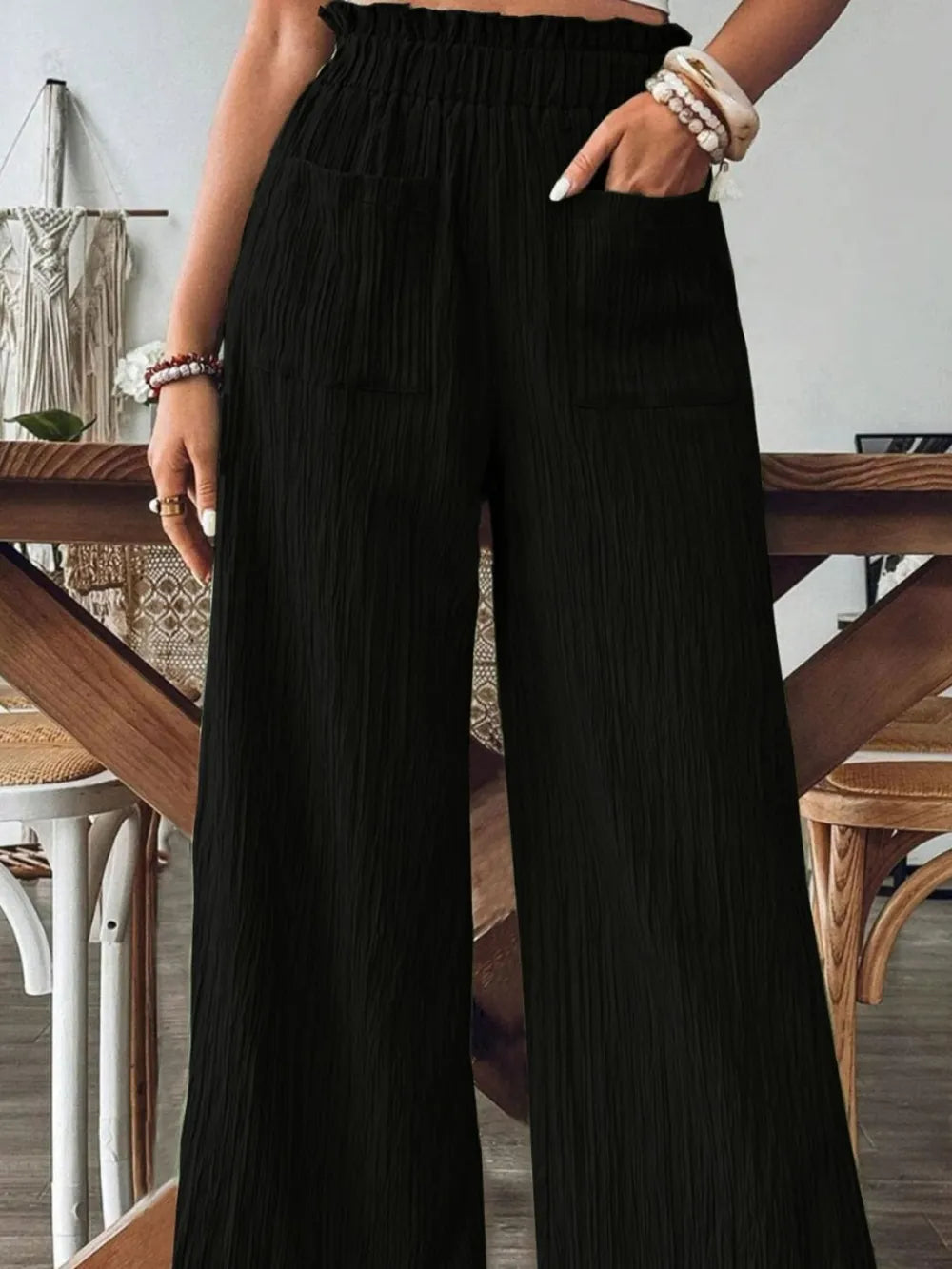 Frill Wide Leg Pants - Roe Creation