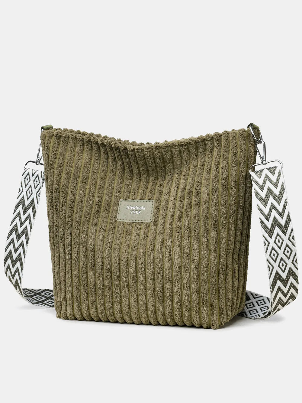 Solid Colour Corduroy Crossbody Bag with Removable Strap - Roe Creation