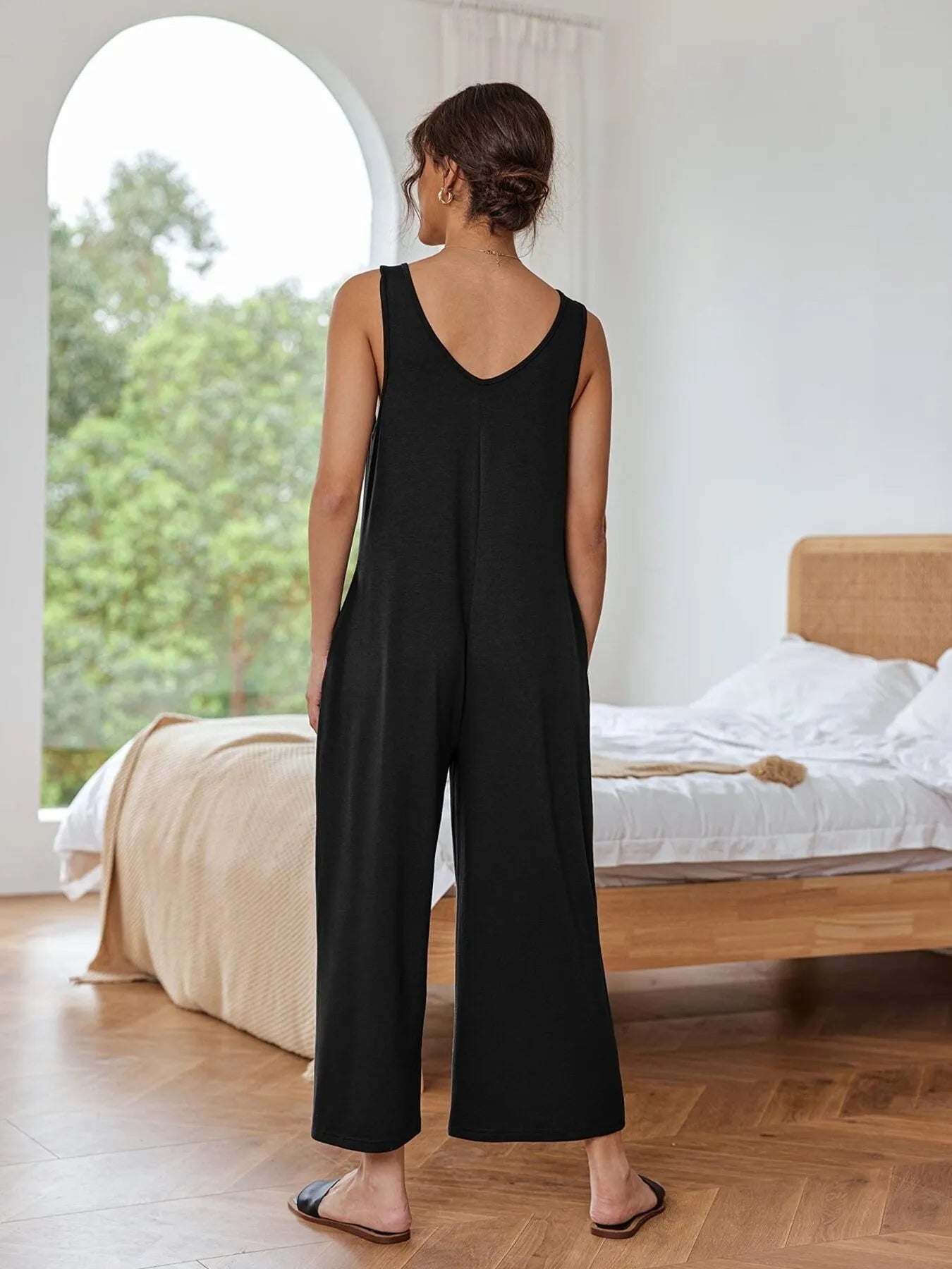 Sleeveless Wide Leg Casual Jumpsuit - Roe Creation
