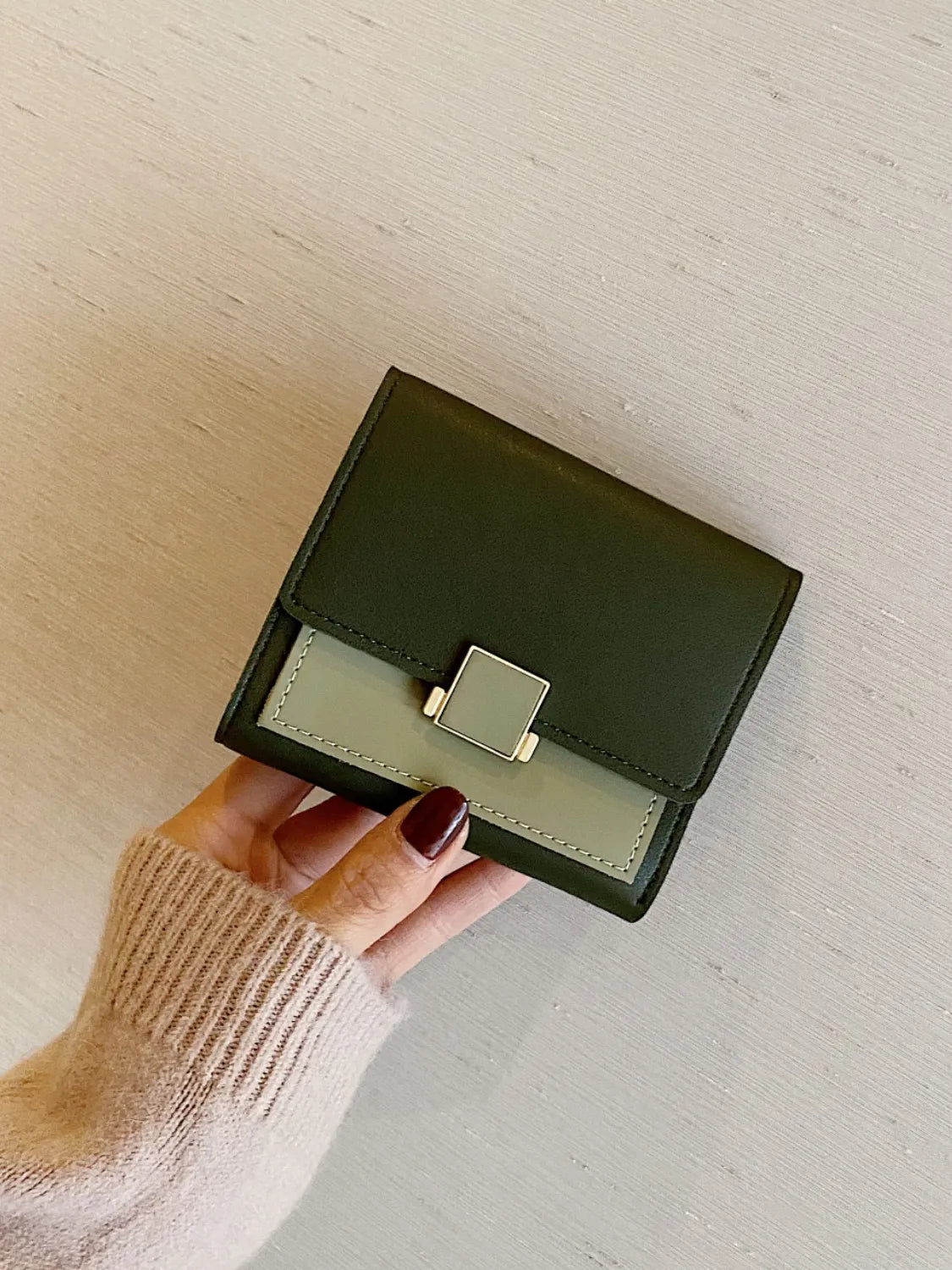 Contrast PU Leather Wallet - Roe Creation
