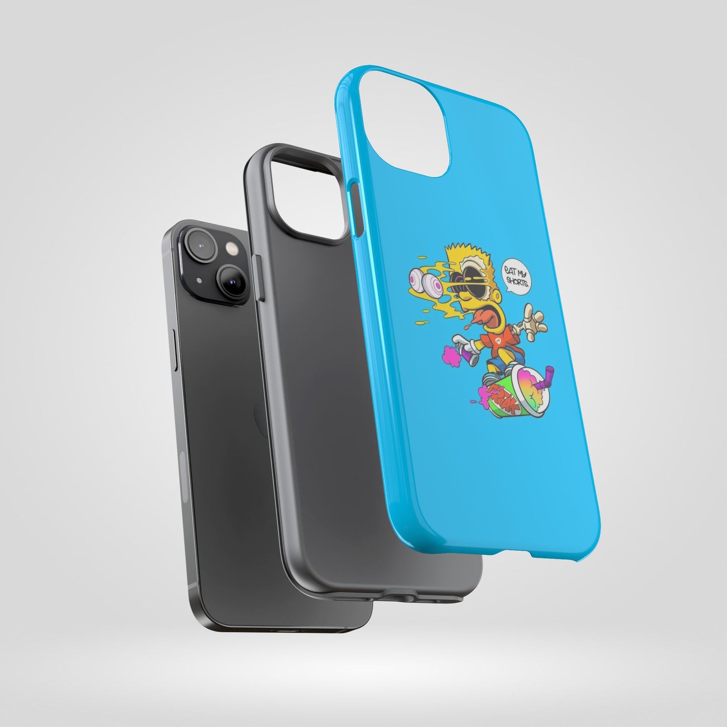 Spongebob Blue Cartoon iPhone Case - 'Eat My Shorts' Design