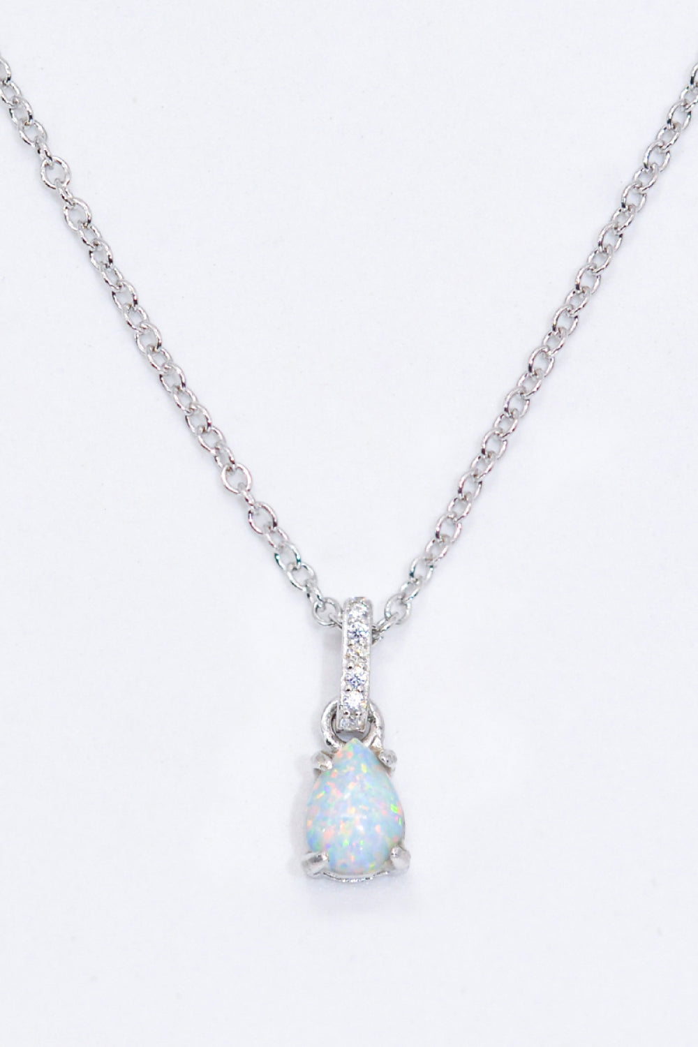 Opal Pendant 925 Sterling Silver Chain-Link Necklace - Roe Creation