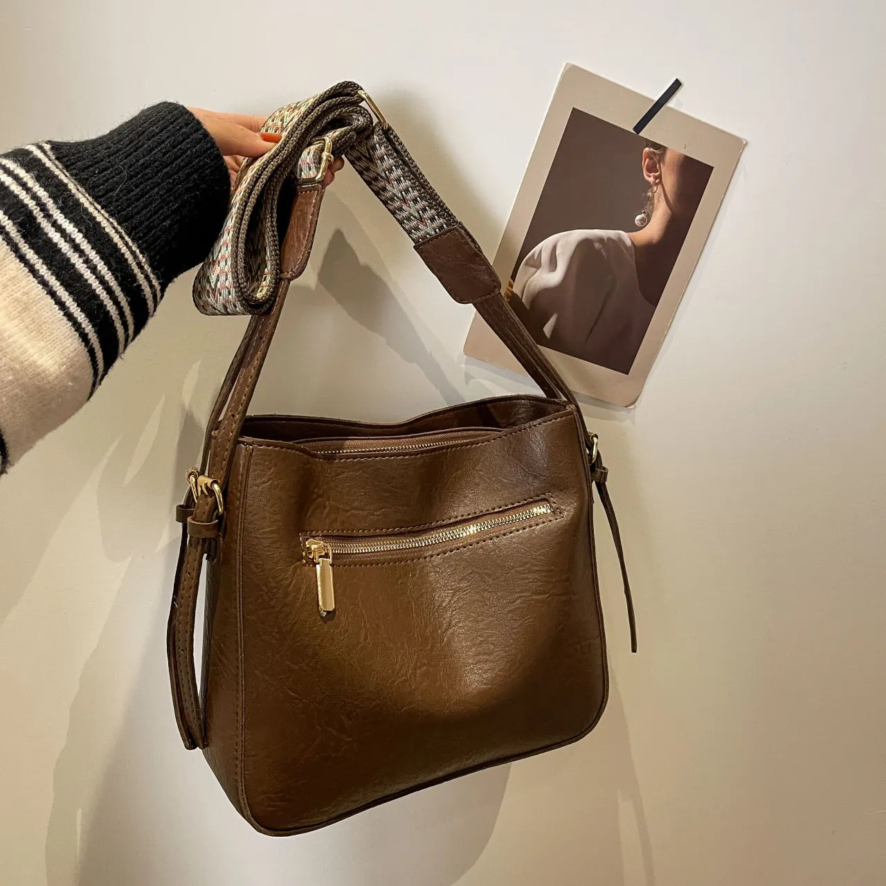 PU Leather Adjustable Strap Shoulder Bag - Roe Creation