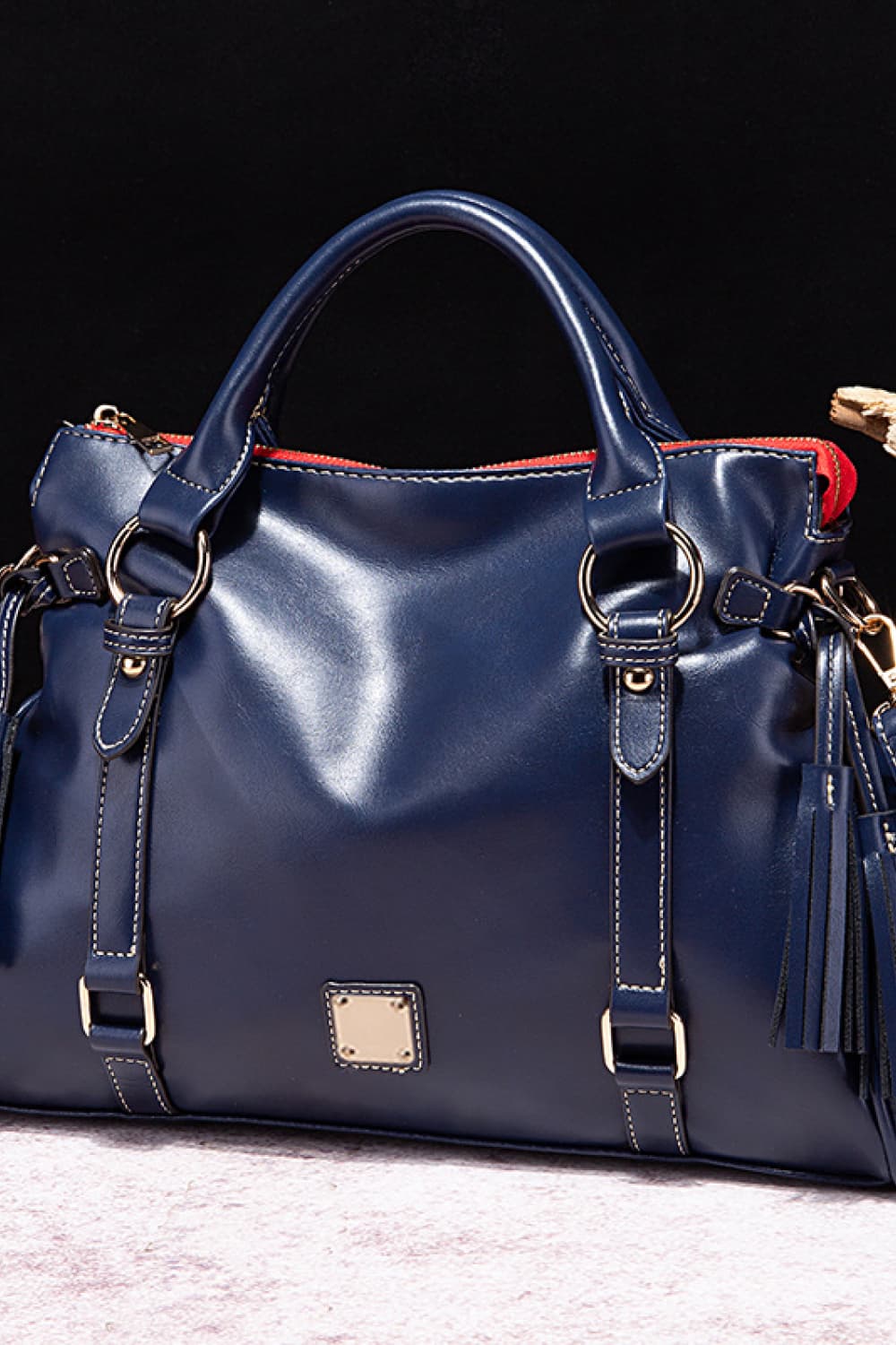 PU Leather Handbag with Tassels - Roe Creation