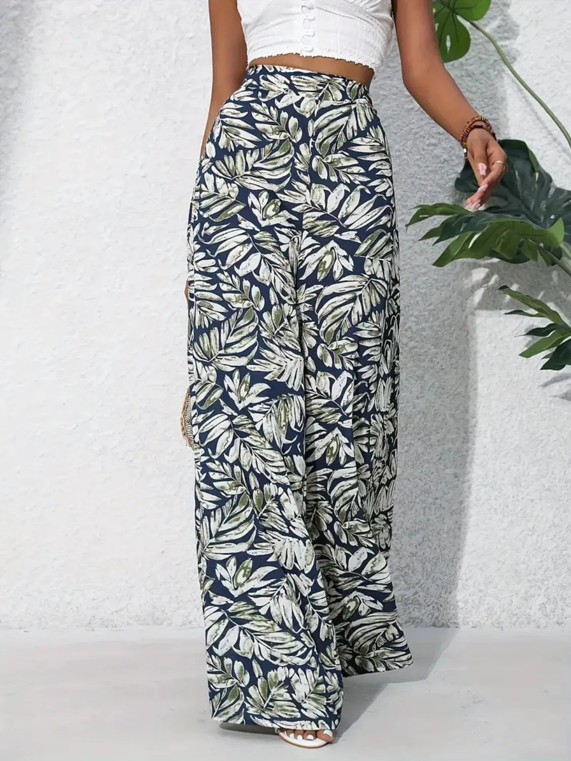 Printed High Waist Wide Leg Pants - Roe Creation