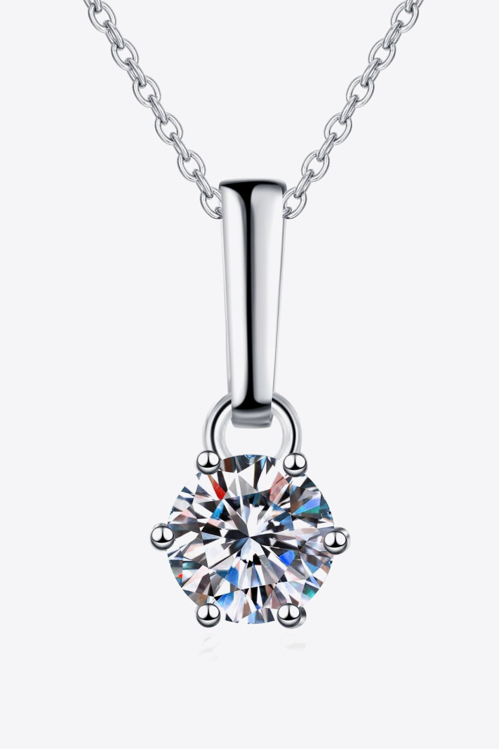 1 Carat Moissanite 925 Sterling Silver Chain-Link Necklace - Roe Creation