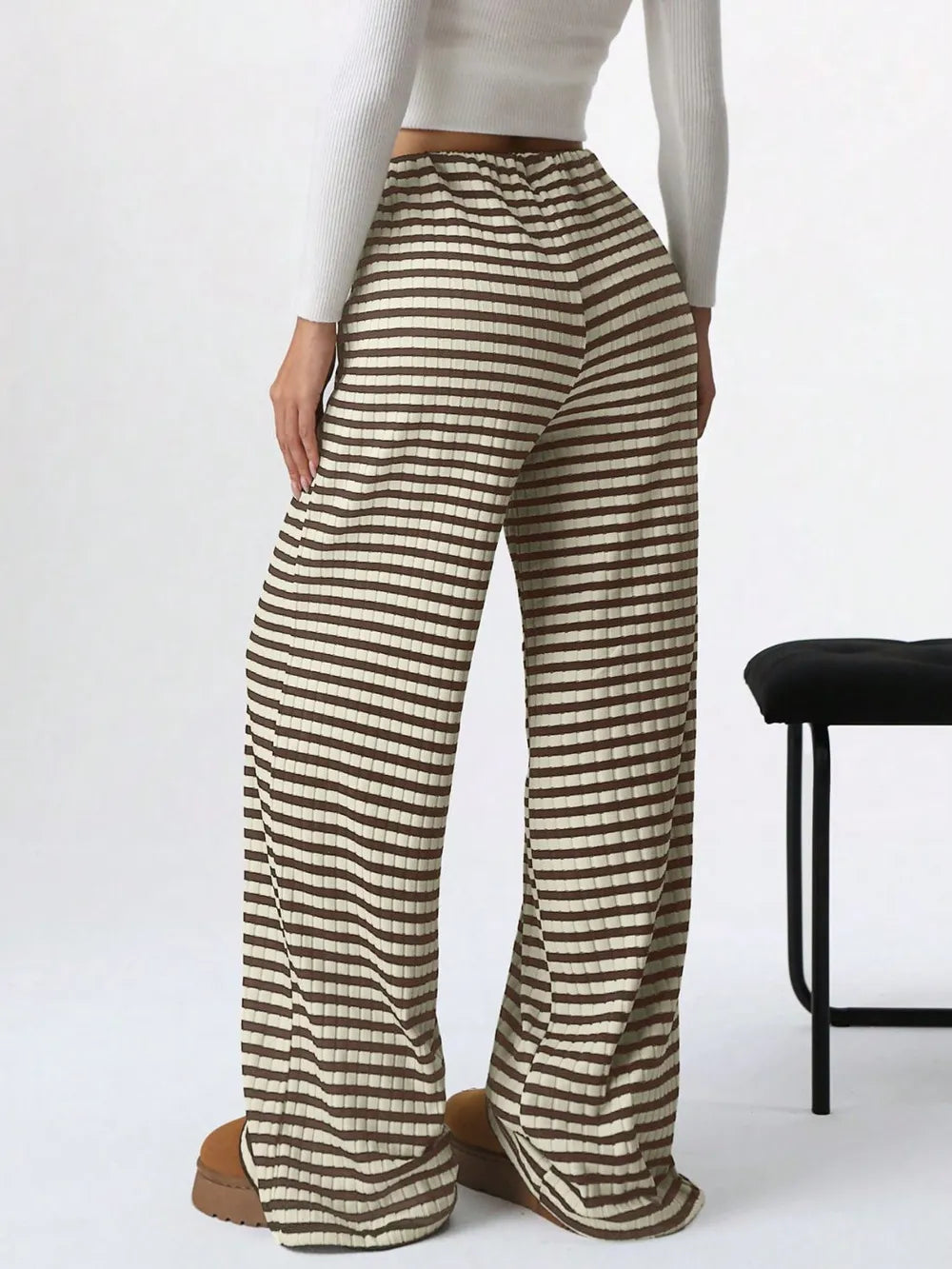 Tied Striped Wide Leg Pants - Roe Creation