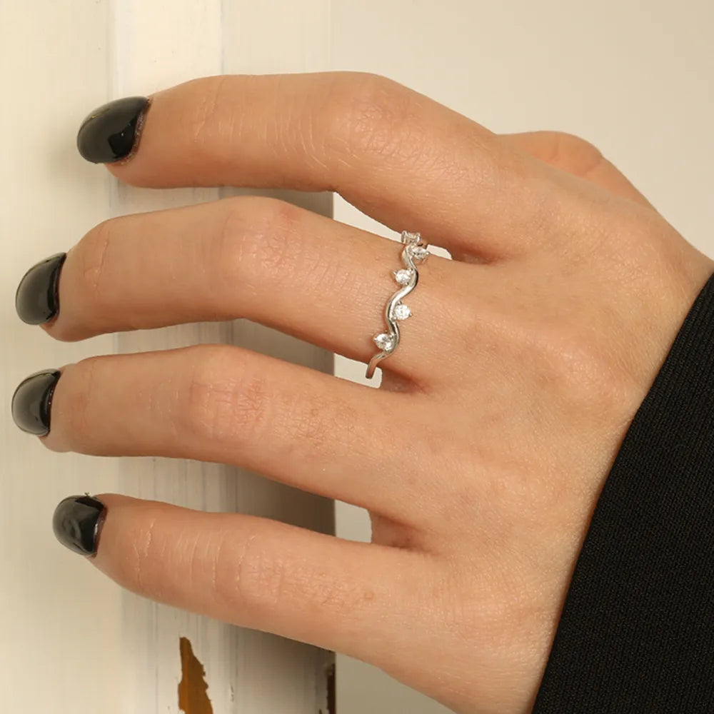 925 Sterling Silver Inlaid Zircon Ring - Roe Creation