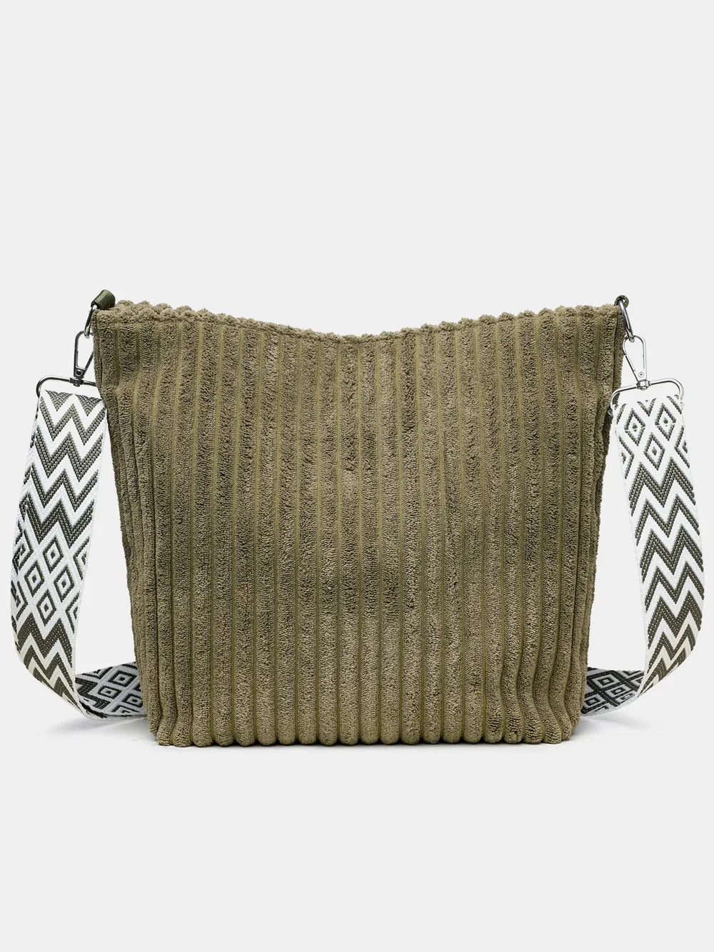 Solid Colour Corduroy Crossbody Bag with Removable Strap - Roe Creation