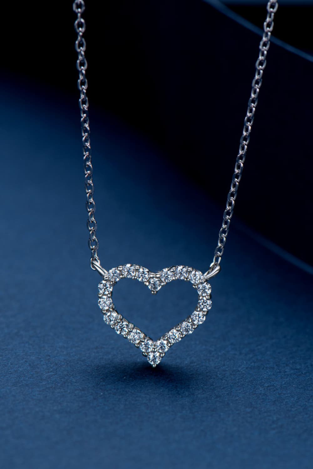 Adored Moissanite Platinum-Plated Heart Necklace - Roe Creation