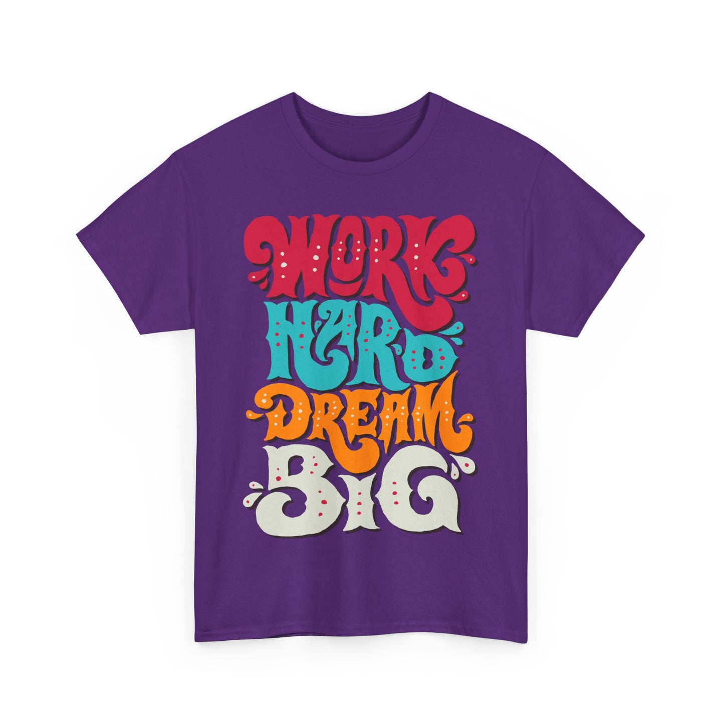 Motivational Unisex Heavy Cotton Tee - 'Work Hard, Dream Big' - Roe Creation