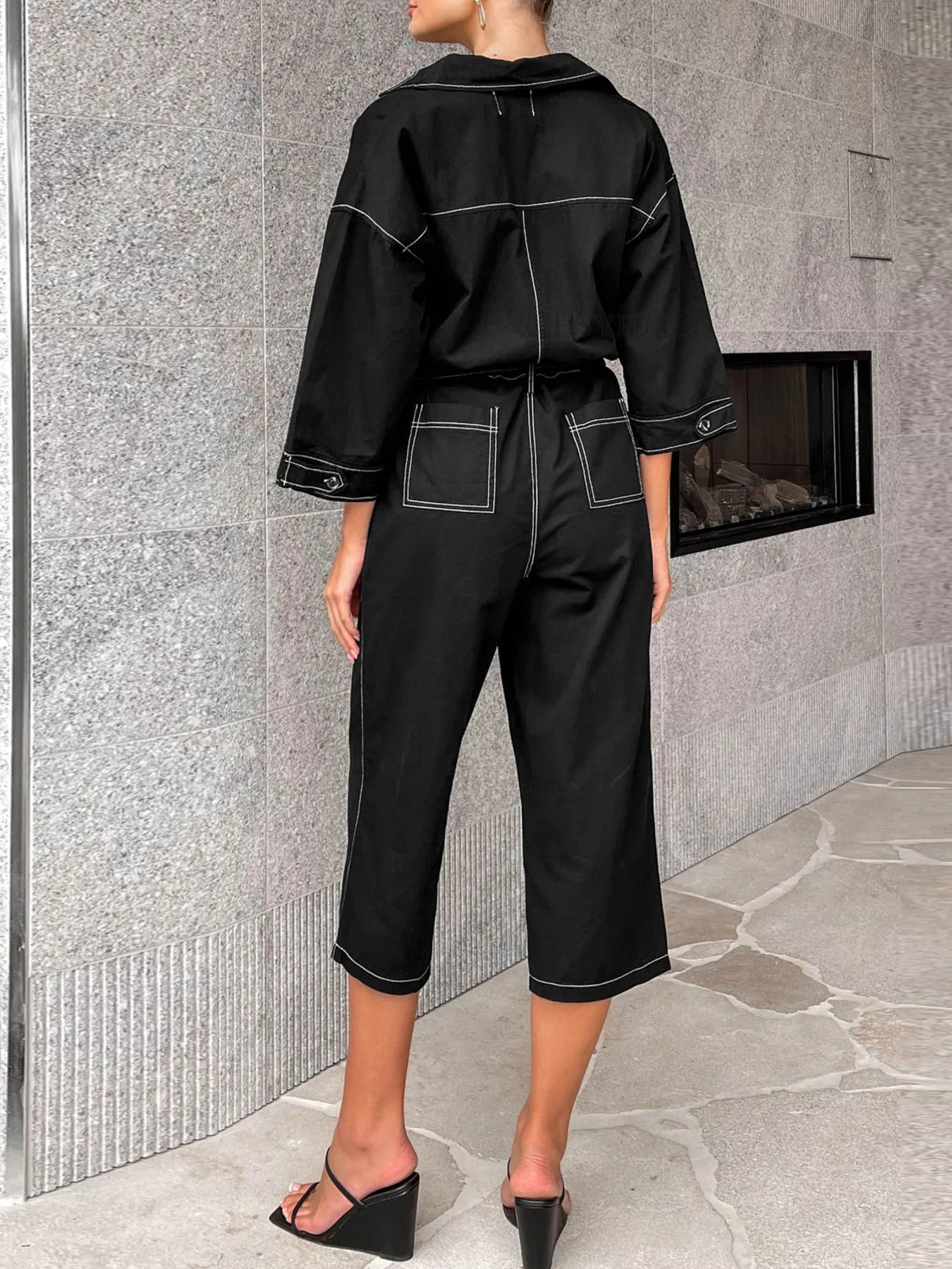 Tie Waist Wide Leg Jumpsuit - Roe Creation