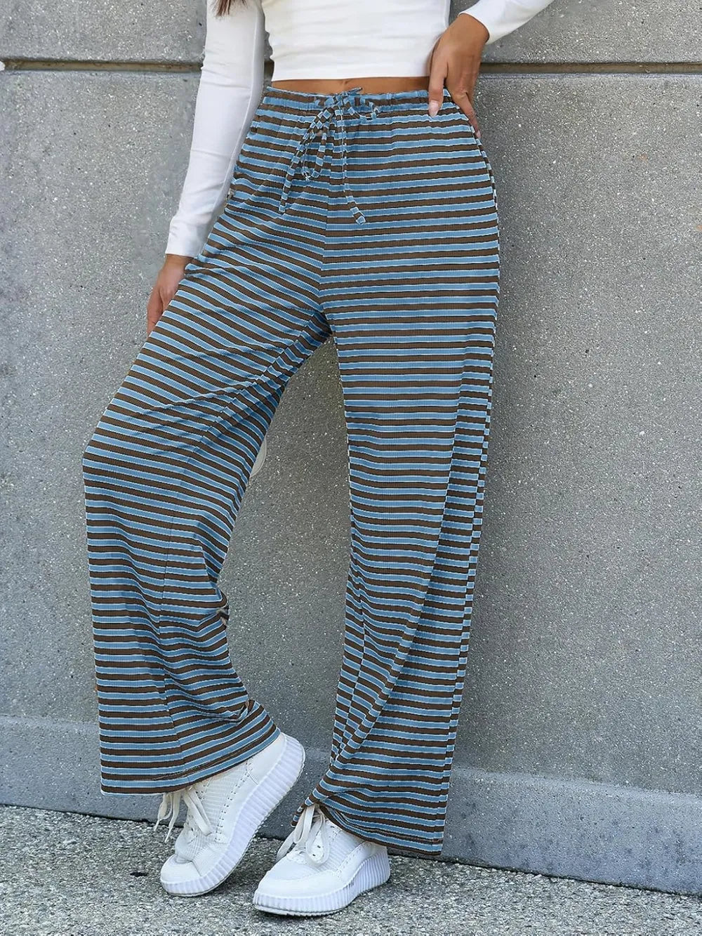 Lovelet Striped Wide Leg Pants - Roe Creation