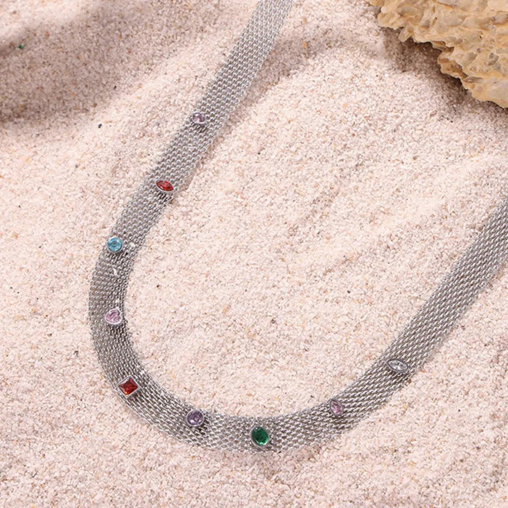 Titanium Steel Zircon Necklace - Roe Creation