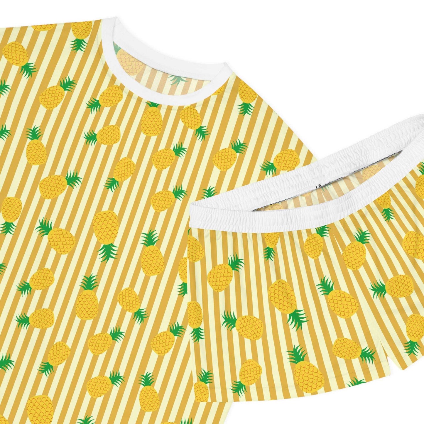 Pineapple Print Women's Short Pajama Set, Cute Summer Sleepwear, Tropical - Roe Creation