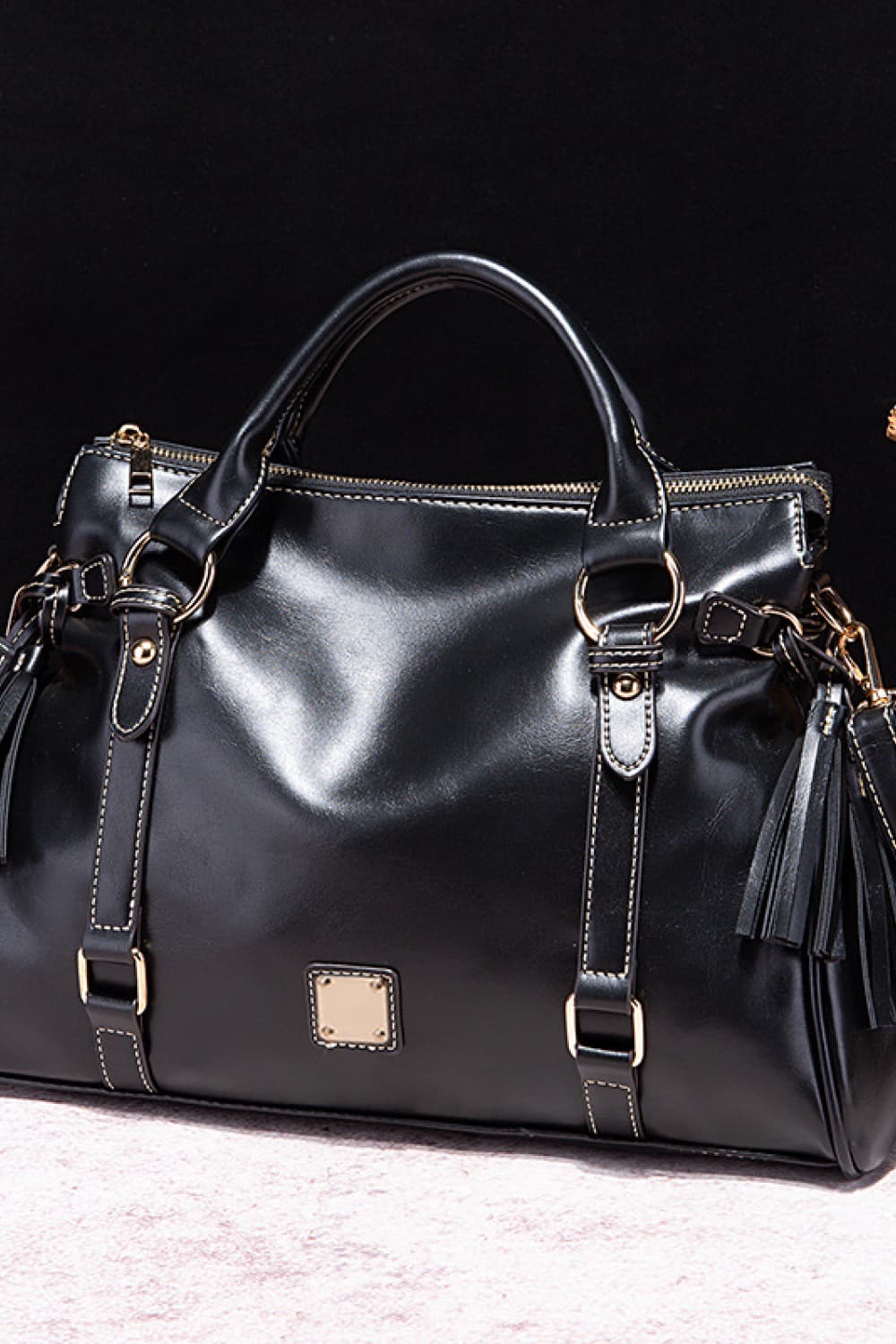 PU Leather Handbag with Tassels - Roe Creation