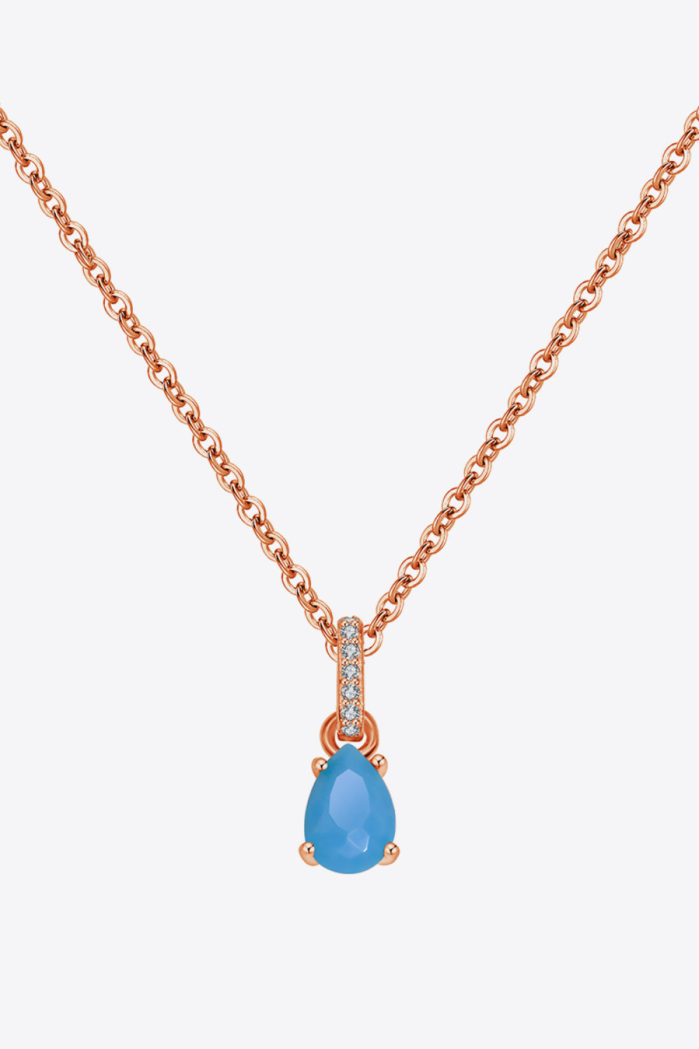Teardrop Turquoise 4-Prong Pendant Necklace - Roe Creation