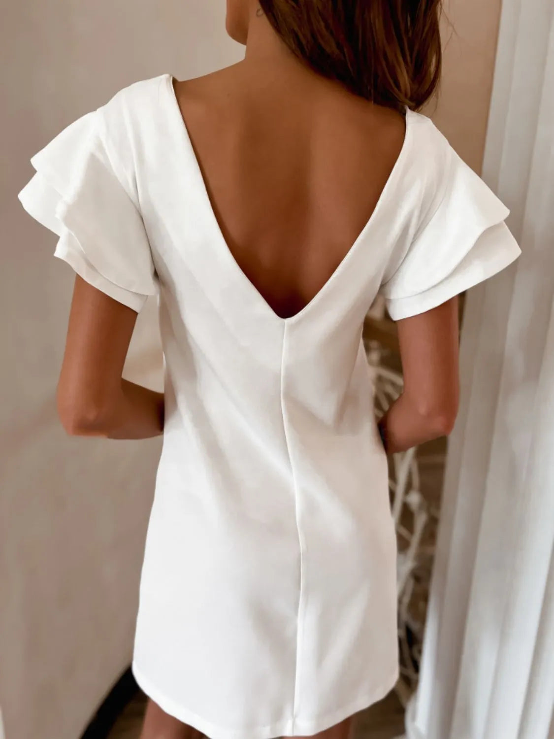 Ruffled Layered Short Sleeve Mini Dress - Roe Creation