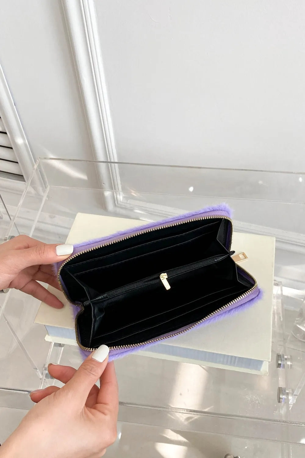 Solid Color Fluff Rectangle Wallet - Roe Creation