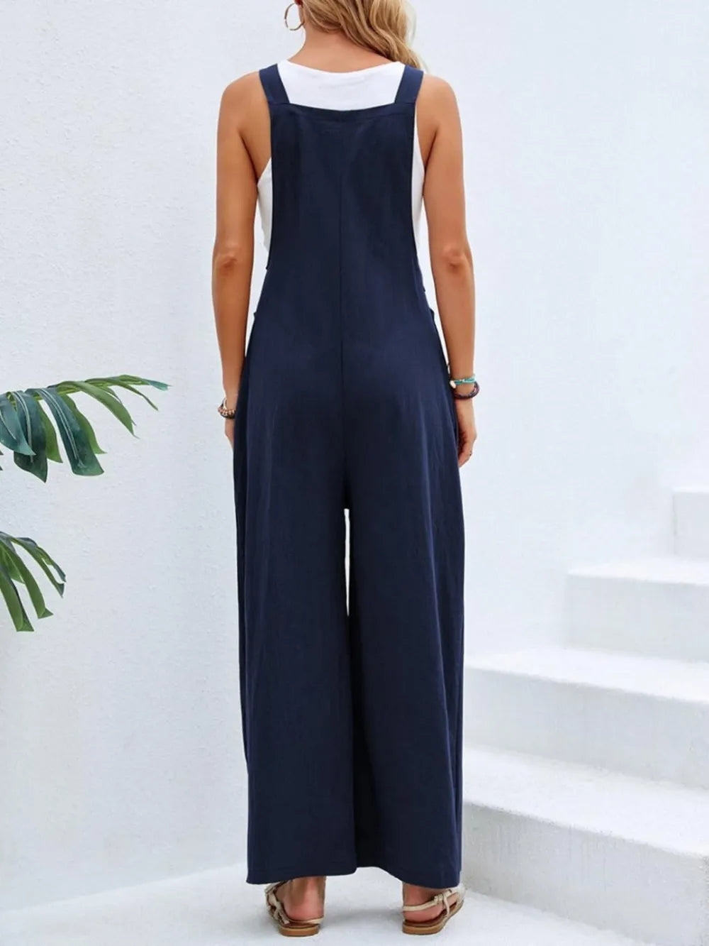 Full Size Square Neck Wide Strap Overalls - Roe Creation