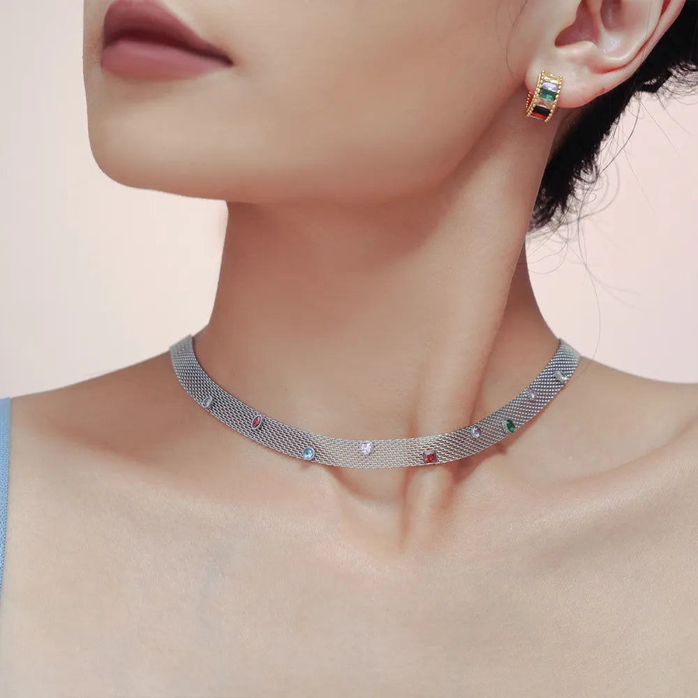 Titanium Steel Zircon Necklace - Roe Creation