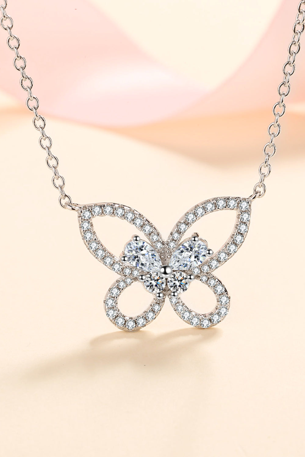 Moissanite Butterfly Pendant Necklace - Roe Creation