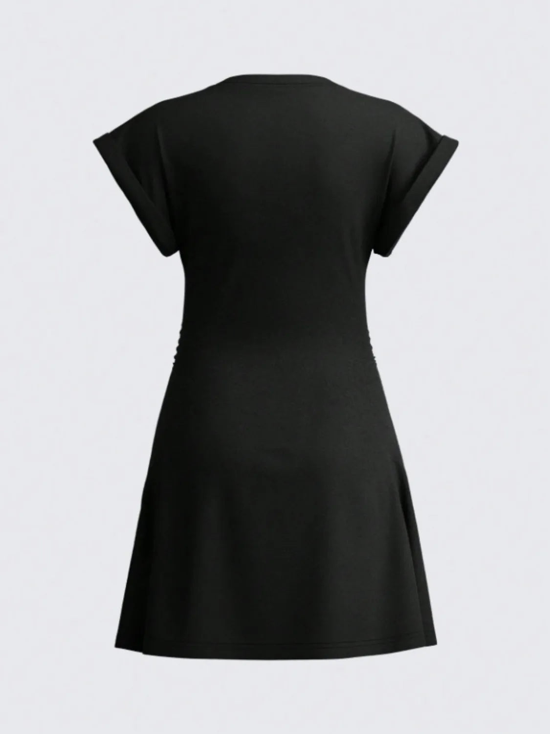 Round Neck Short Sleeve Mini Tee Dress - Roe Creation