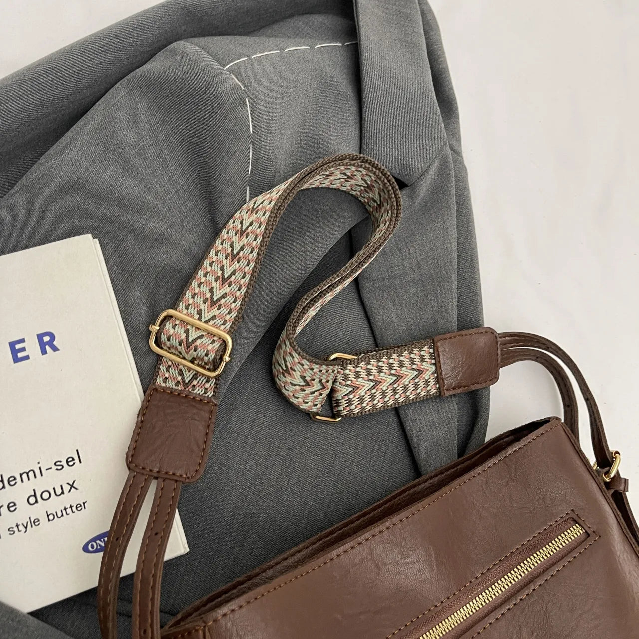 PU Leather Adjustable Strap Shoulder Bag - Roe Creation