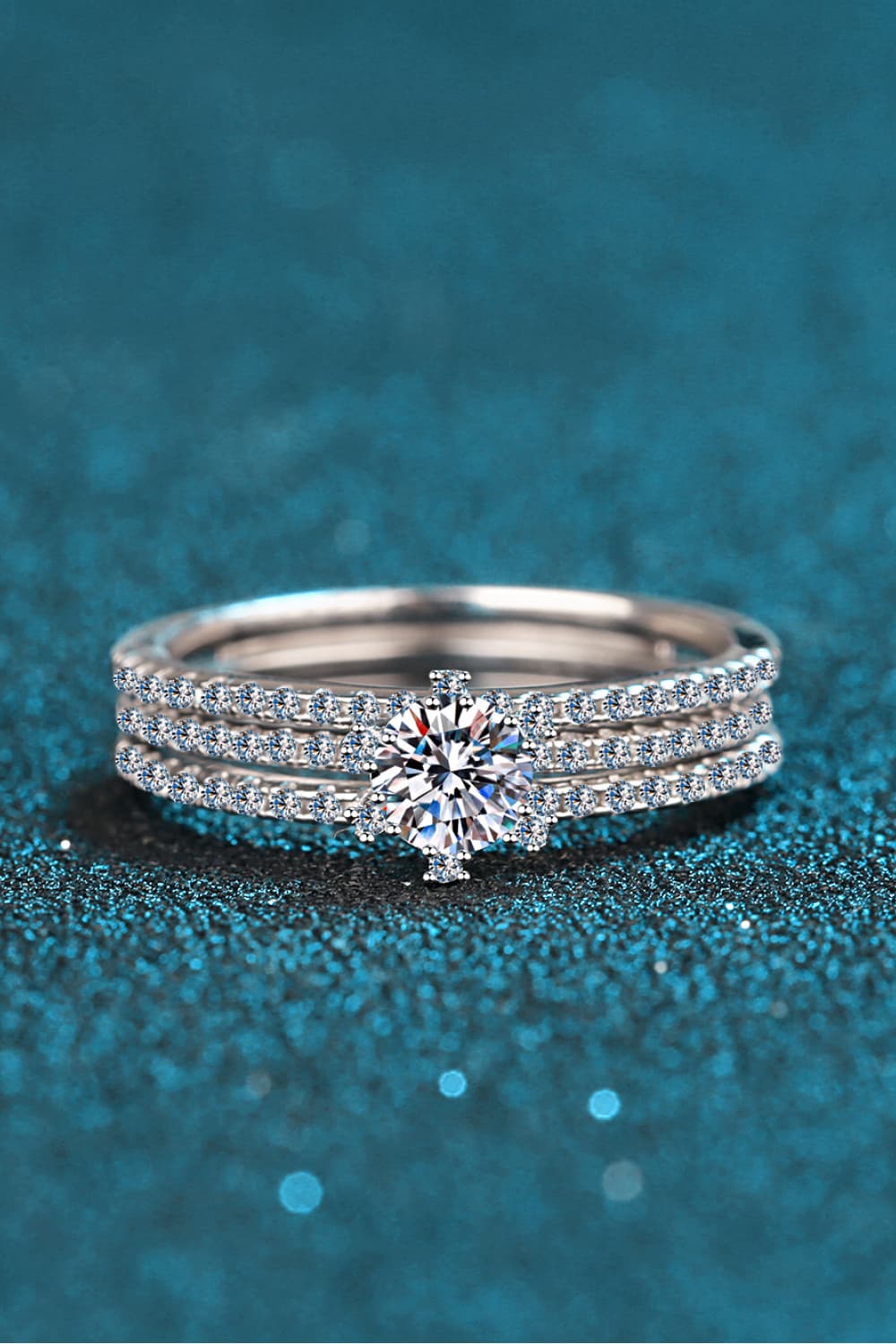 Moissanite 925 Sterling Silver Ring Set - Roe Creation