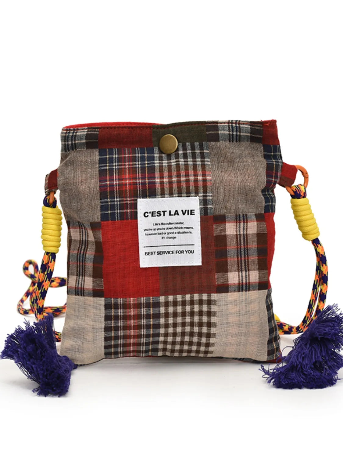 C'EST LA VIE Plaid Crossbody Bag with Tassel Detail - Roe Creation