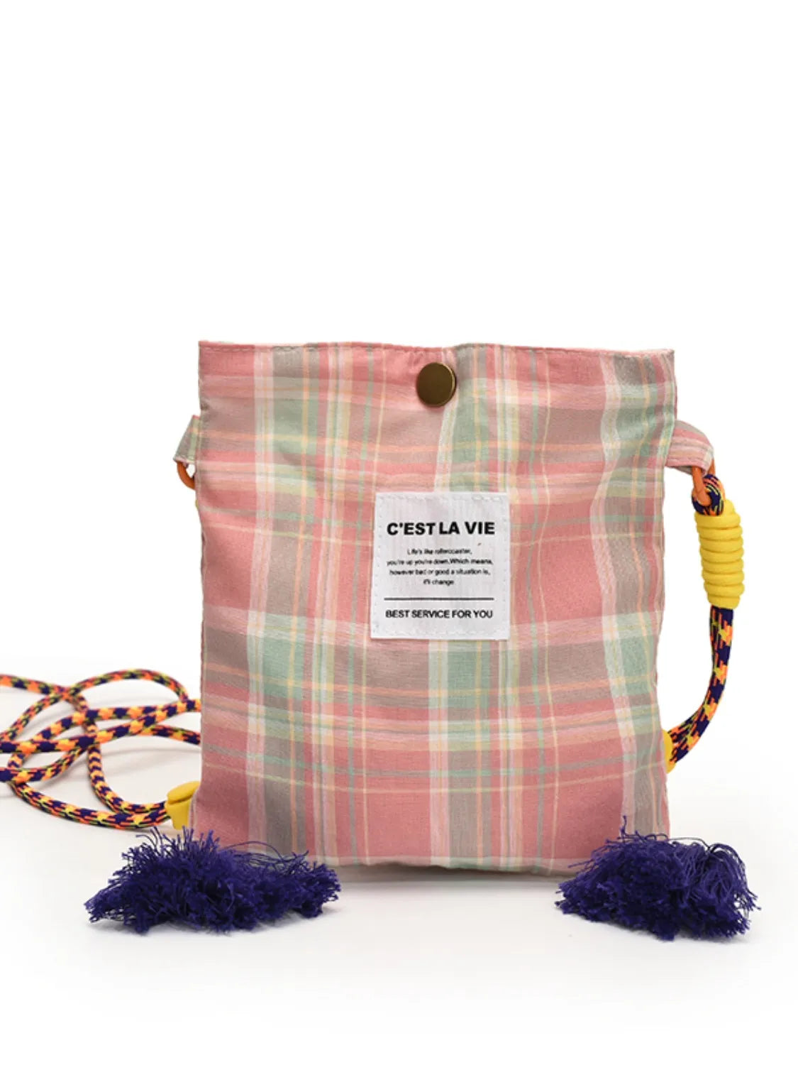 C'EST LA VIE Plaid Crossbody Bag with Tassel Detail - Roe Creation