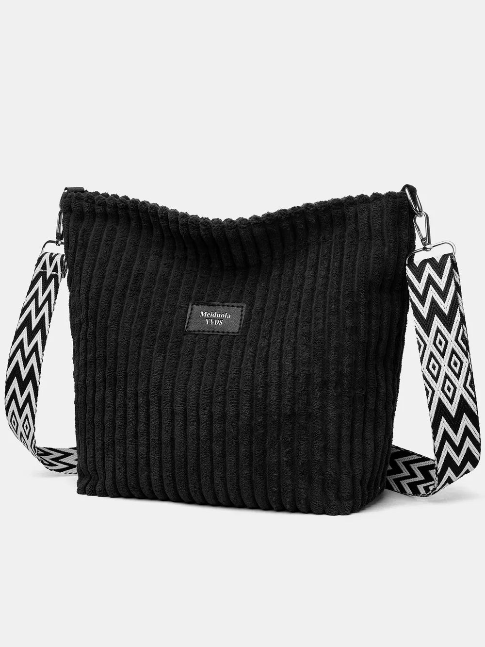 Solid Colour Corduroy Crossbody Bag with Removable Strap - Roe Creation