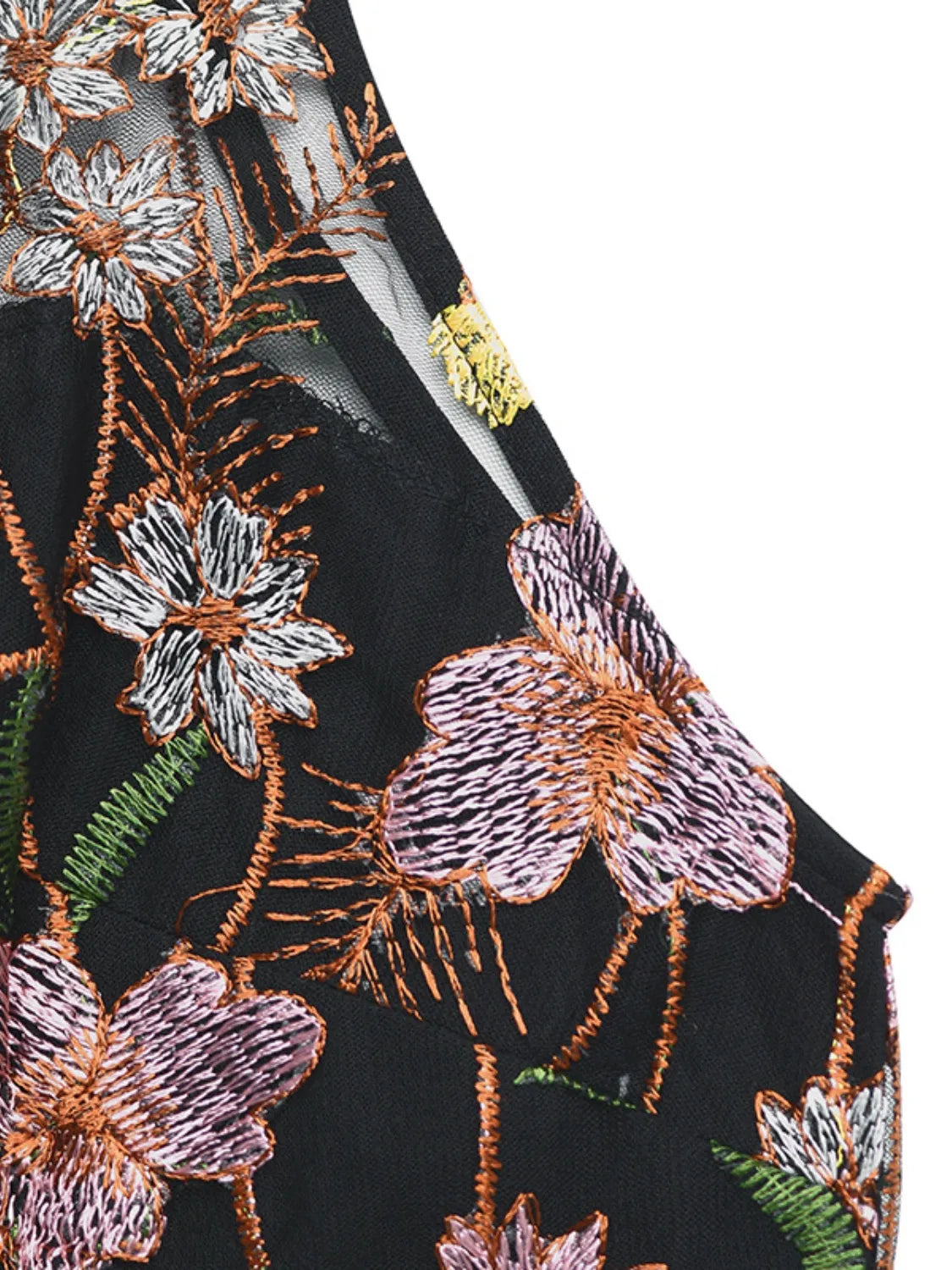 Floral Embroidered Halter Neck Pleated Jumpsuit - Roe Creation