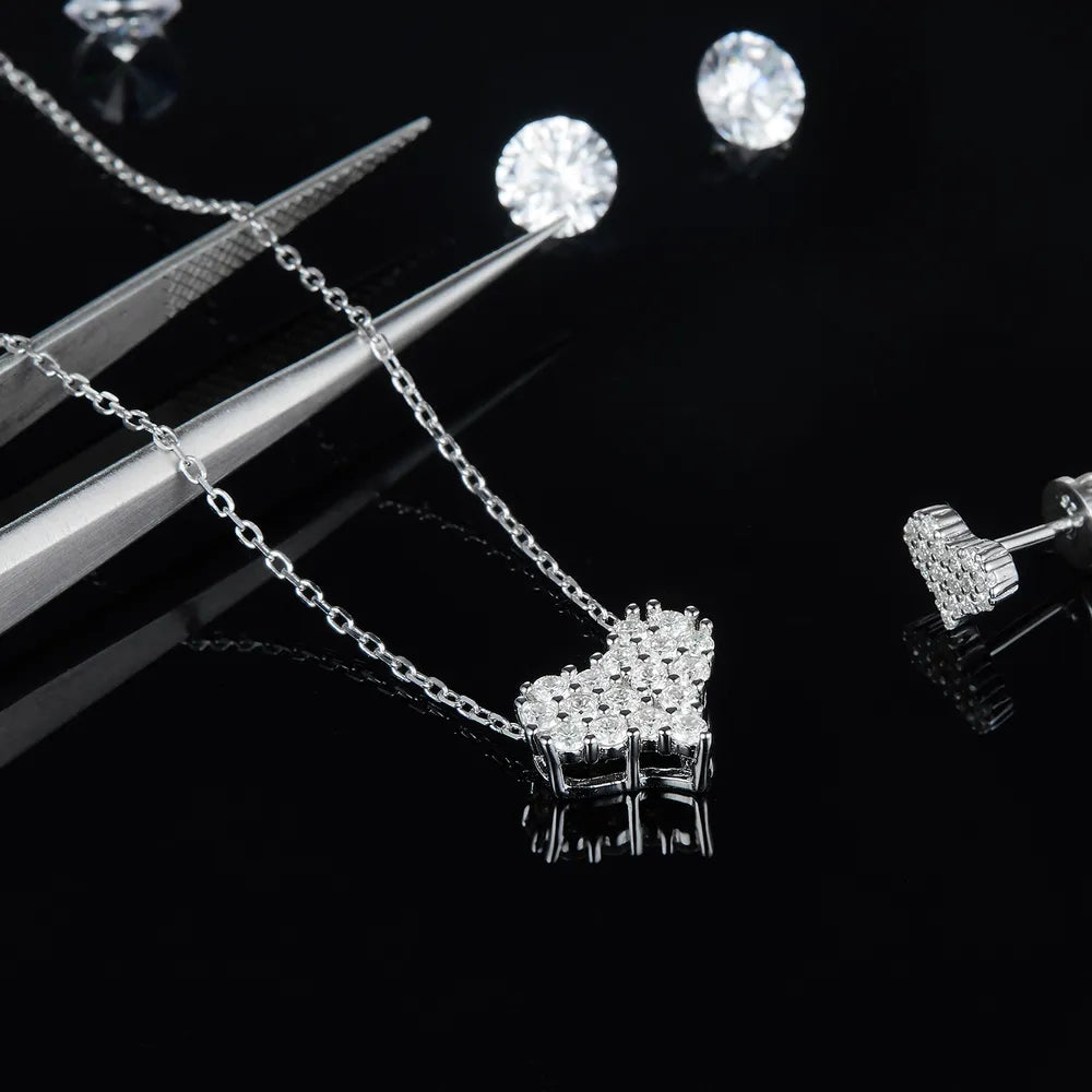 Moissanite 925 Sterling Silver Heart Necklace - Roe Creation