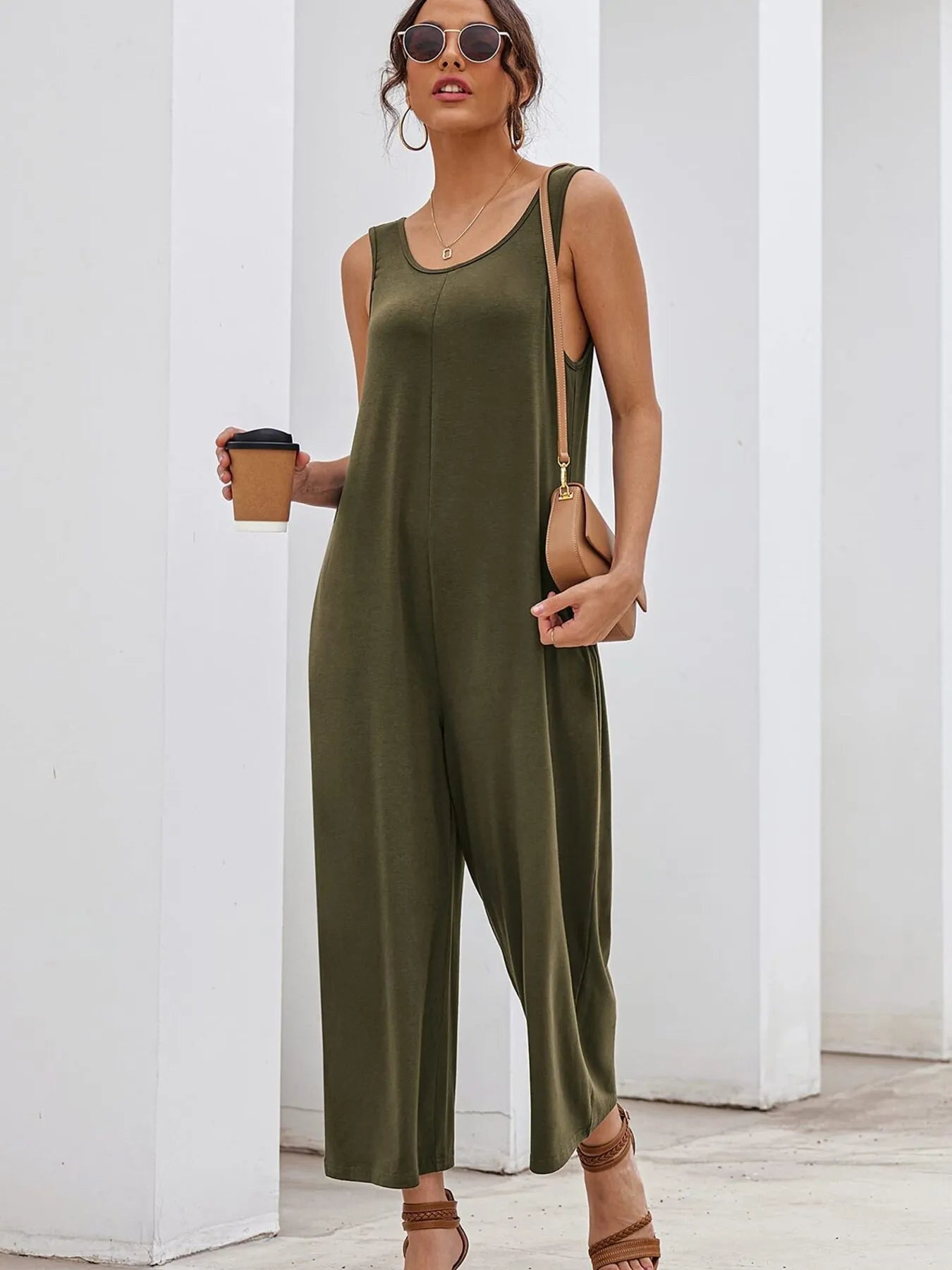 Sleeveless Wide Leg Casual Jumpsuit - Roe Creation