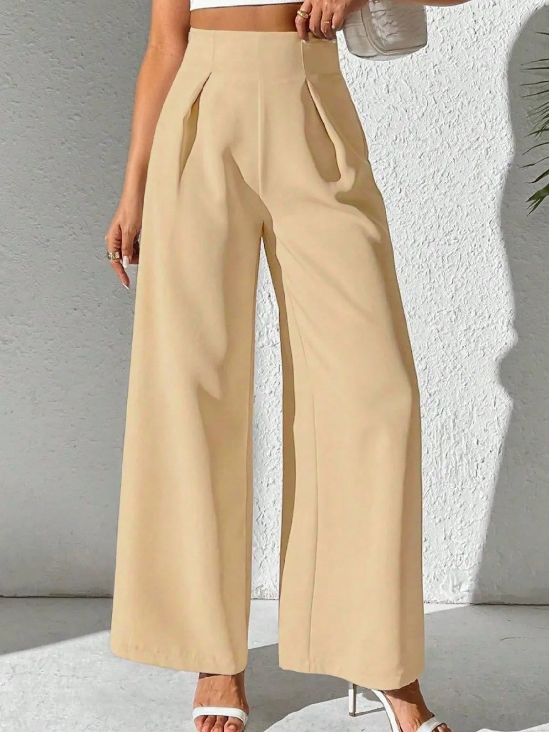 Wide Leg High Waist Pants - Roe Creation
