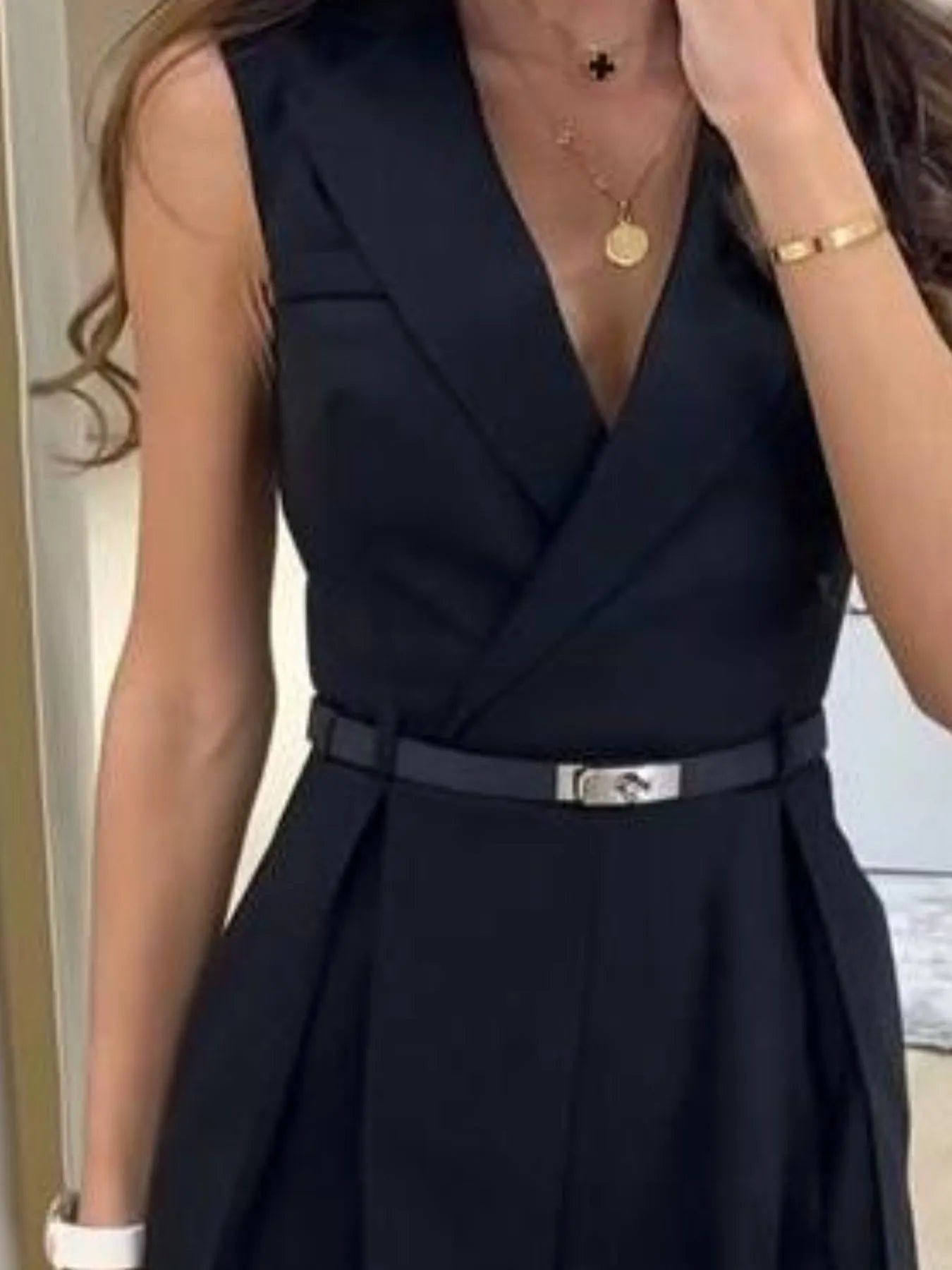 Solid Sleeveless Surplice Romper - Roe Creation