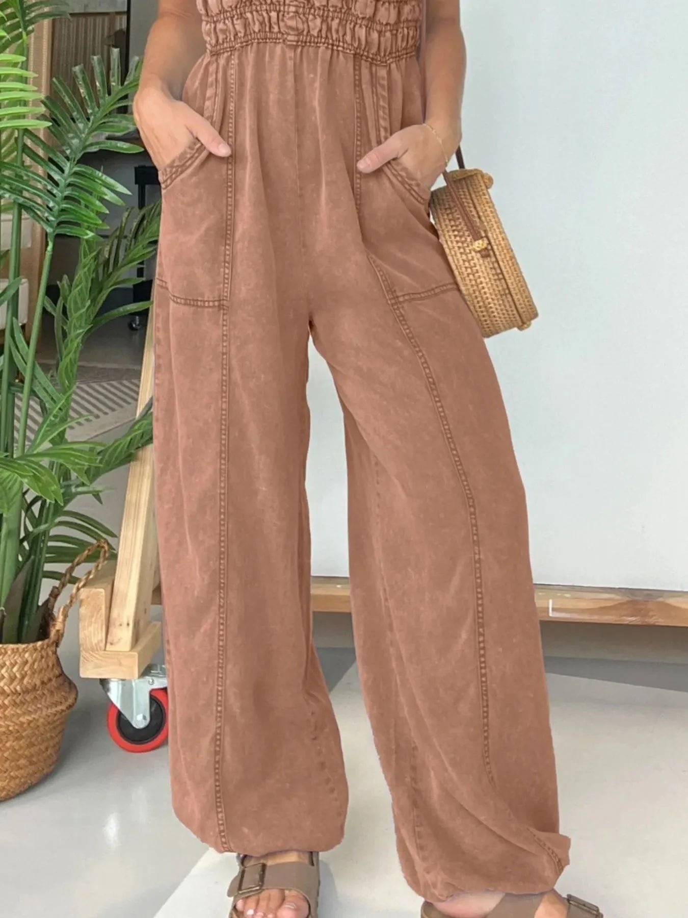 Full Size Wide Leg Spaghetti Strap Jumpsuit Plus Size - Roe Creation