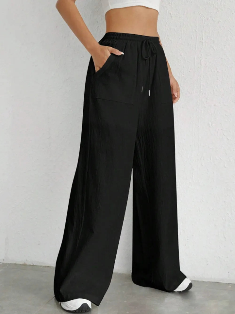 Drawstring Wide Leg Pants - Roe Creation
