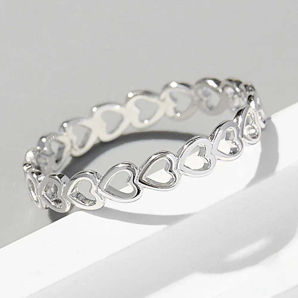 925 Sterling Silver Heart Link Ring - Roe Creation