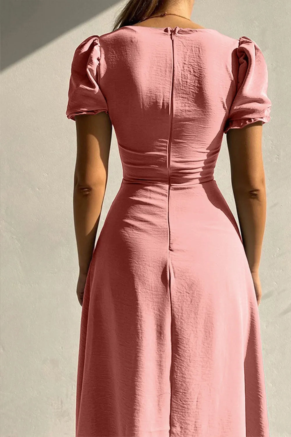 Sweetheart Neck Short Sleeve Dress - Roe Creation